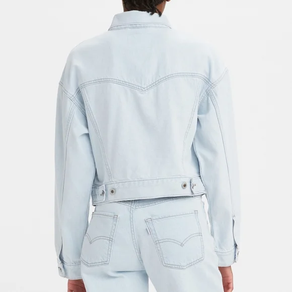NWT Levi's SilverTab Light Wash Home Sweet Home Cropped Trucker Jacket M - Picture 2 of 6